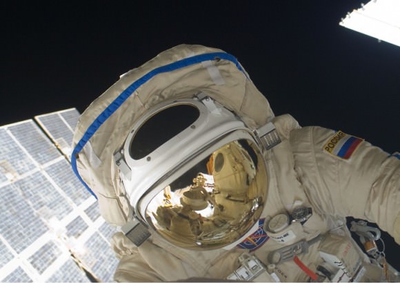Russian cosmonaut Maxim Surayev during a spacewalk in January 2010 for Expedition 22. Credit: NASA