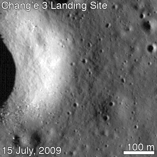 Four views of the Chang'e 3 landing site from before the landing until Feb. 2014. Credit: NASA/GSFC/Arizona State University