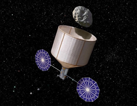 Artist's conception of NASA's asteroid retrieval mission. Credit: NASA