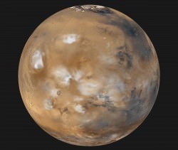 Mars, as photographed with the Mars Global Surveyor, is identified with the Roman god of war. Credit: NASA