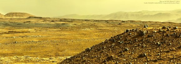 A post-processed mosaic of MSL Mastcam images from Sol 582 (NASA/JPL-Caltech/MSSS. Edit by Jason Major)