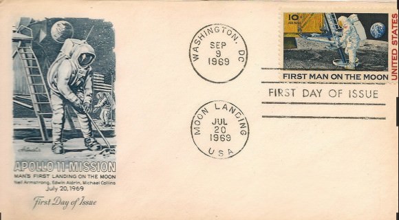 An Apollo 11 first-day cover in the collection of Joe Lennox, a New York City-area space collector. Credit: Joe Lennox