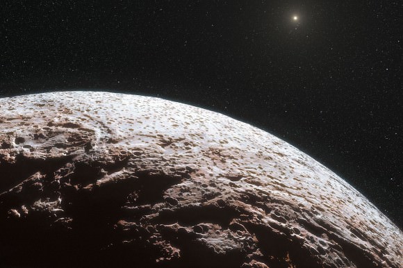 Artist's impression of Makemake, a dwarf planet about two-thirds Pluto's size. Credit: ESO/L. Calçada/Nick Risinger (skysurvey.org)
