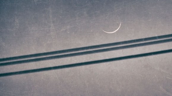 A thin crescent Moon on April 1, 2014. Credit and copyright: Jason Hill. 
