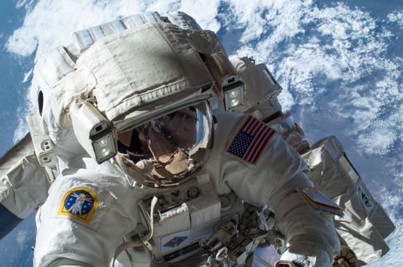 NASA astronaut Mike Hopkins during a contingency spacewalk in December 2013 to replace a faulty ammonia pump. Hopkins was part of Expedition 37/38. Credit: NASA