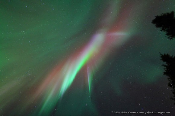 Aurora Borealis coronal display near Fairbanks Alaska, on March 25, 2014. Credit and copyright: John Chumack.