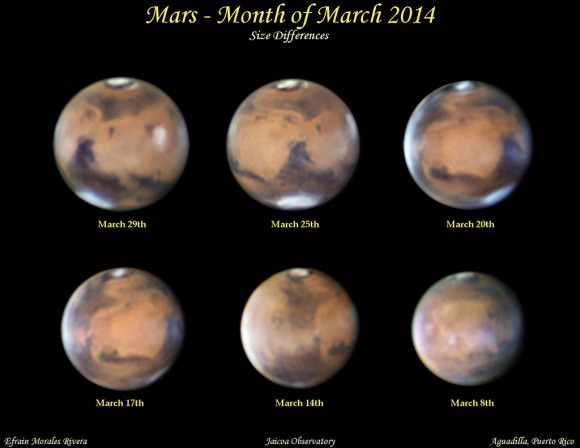 Mars approaches Earth during the month of April. Credit: Efrain Morales Rivera/Jaicoa Observatory/Aguadilla, Puerto Rico.