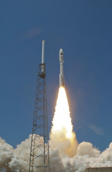 April 10, 2014 blastoff of Atlas V rocket with super secret NROL-67 intelligence gathering payload from Cape Canaveral Air Force Station, Fla.     Credit: Ken Kremer/kenkremer.com