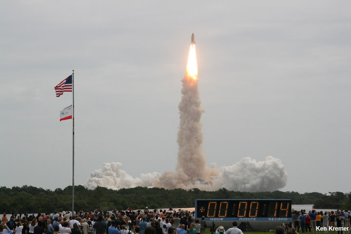STS-135: Last launch using RS-25 engines that will now power NASA’s SLS deep space exploration rocket. NASA’s 135th and final shuttle mission takes flight on July 8, 2011 at 11:29 a.m. from the Kennedy Space Center in Florida bound for the ISS and the high frontier with Chris Ferguson as Space Shuttle Commander. Credit: Ken Kremer/kenkremer.com