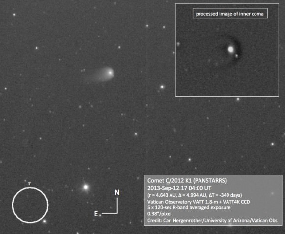 C/2012 K1 PANSTARRS, discovered with the Pan-STARRS 1 telescope high up the Haleakala volcano on  Maui, Hawaii. Credit: Carl Hergenrother
