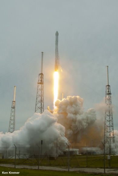 Liftoff of SpaceX Falcon 9 rocket and Dragon from Cape Canaveral Air Force Station, Fla, April 18, 2014.   Credit: Ken Kremer/kenkremer.com  