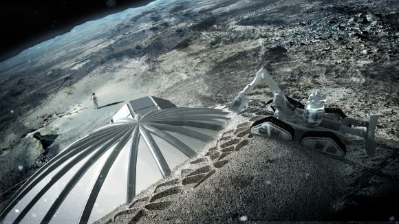 Artist's conception of a lunar dome based on 3-D printing. Credit: ESA/Foster + Partners