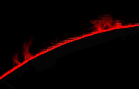 Solar prominences on May 18, 2014 in H-alpha. Credit and copyright: Roger Hutchinson. 