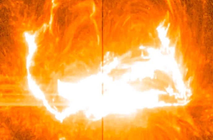 X1-class solar flare on March 29, 2014 as seen by NASA's IRIS (video screenshot) Some stars emit even stronger "superflares" similar to these, but much brighter. Credit: NASA/IRIS/SDO/Goddard Space Flight Center