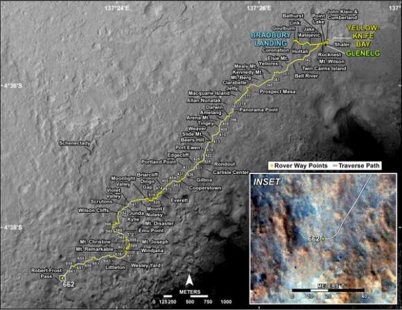 Curiosity Route Map. Credit: NASA/JPL