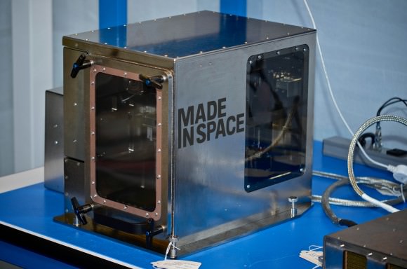 A close-up of the 3-D printer made by Made In Space Inc. Credit: Made In Space