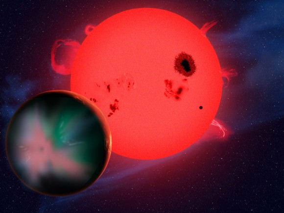 Artist's conception of an exoplanet orbiting a red dwarf star. Credit: David A. Aguilar (CfA)
