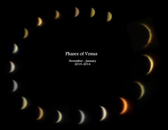 The phases of Venus from November 2013 to January 2014. Credit and copyright: Roshaan Bukhari.