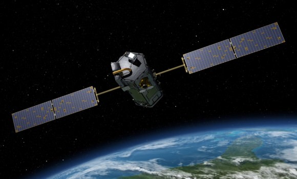 Artist's rendering of NASA's Orbiting Carbon Observatory (OCO)-2, one of five new NASA Earth science missions set to launch in 2014, and one of three managed by JPL. Credit:  NASA-JPL/Caltech