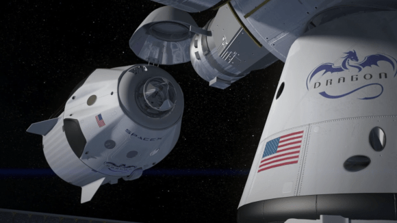 SpaceX Dragon V2 docks at the ISS. Credit: SpaceX