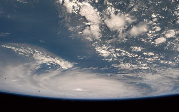 “Supertyphoon Neoguri did not even fit into our fisheye lens view. I have never seen anything like this.” Taken from the ISS on 8 July 2014. Credit: ESA/NASA/Alexander Gerst