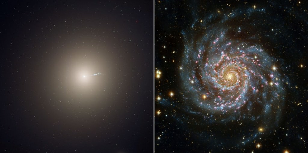 galaxies elliptical hubble m87 milky telescope differences m74 merging