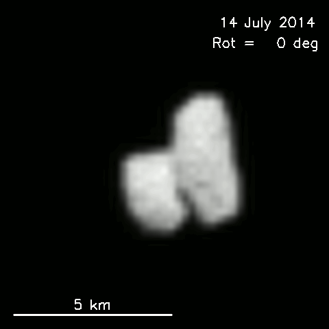 Comet 67P/C-G photographed on July 14, 2014 from a distance of approximately 12 000 km. Credits: ESA/Rosetta/MPS for OSIRIS Team MPS/UPD/LAM/IAA/SSO/INTA/UPM/DASP/IDA