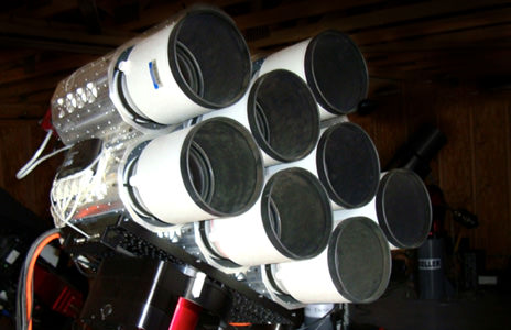 The Dragonfly Telephoto Array, a unique Yale University telescope used to look for diffuse light in galaxies. Credit: Yale University