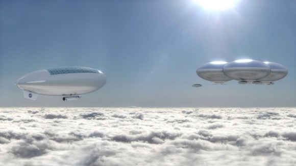 Artist's concept of a Venus cloud city — a possible future outcome of the High Altitude Venus Operational Concept (HAVOC) plan. Credit: Advanced Concepts Lab/NASA Langley Research Center 