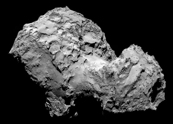 Photo of Comet 67P/C-G taken  by Rosetta on August 6, 2014. Credit: ESA