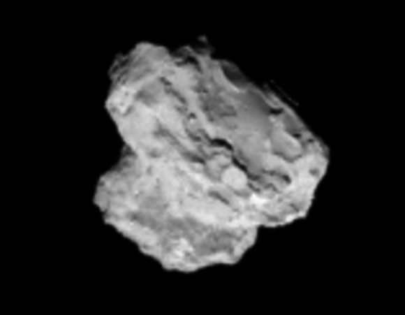 NAVCAM camera image taken on 2 August 2014 from a distance of about 500 kilometers from comet 67P/Churyumov-Gerasimenko. Credits: ESA/Rosetta/NAVCAM