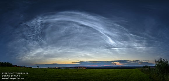 Noctilucent clouds over Sweden on July 27, 2014. Credit and copyright: Göran Strand.