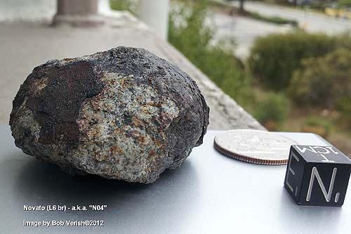 Novato N04, found by Bob Verish. The fourth of 6 fragments of the Novato fireball recovered. (Image Credit, B. Verish)