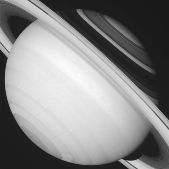 A raw image of Saturn taken by the Cassini spacecraft. Credit: NASA/JPL/Space Science Institute 