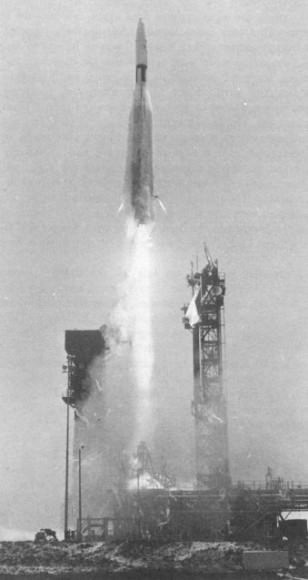 Liftoff of Ranger 7 on July 28, 1964 from Cape Kennedy at Launch Complex 12.  Credit: NASA