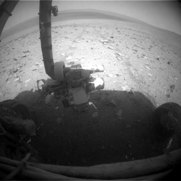 Ready to roll: the Opportunity rover's wheels and tracks are visible in this picture taken on Mars on Sol 3,783 in September 2014. Credit: NASA/JPL-Caltech/Cornell Univ./Arizona State Univ. 
