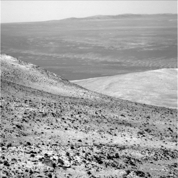 The Martian vista near NASA's Opportunity rover on Sept. 17, 2014 (Sol 3786), while it was exploring the rim of Endeavour Crater, en route to Ulysses. Credit: NASA/JPL-Caltech/Cornell Univ./Arizona State Univ.