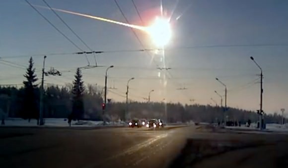 The epic airburst over Chelyabinsk as captured via dashcam. 