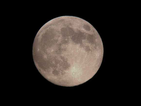 A single shot image of the 3rd and last 'super' Moon of the year taken from Lahore, Pakistan on September 8, 2014 just 20 minutes after sunset. Credit and copyright: Roshaan Bukhari.  Taken with a Meade 70mm refractor and HTC one x phone.