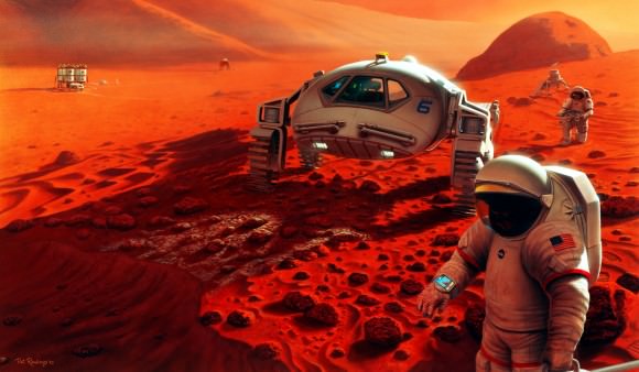 Artist's impression of astronauts exploring Mars. Credit: NASA/Pat Rawlings, SAIC
