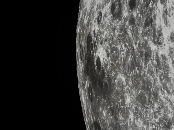 A closeup of Mare Marginis, a lunar sea that lies on the very edge of the lunar nearside. Credit: Xinhua News, via UnmannedSpacefight.com. 