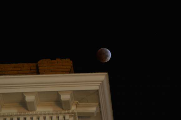 'Eclipse on the edge,'  shot from the front of the Mizpah Hotel in Tonopah, Nevada. Credit and copyright: David Dickinson. 