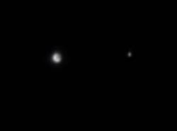Earth and the Moon imaged by the MESSENGER spacecraft on Oct. 8, 2014