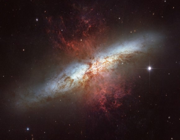 Messier object - M82, the Cigar Nebula, nicknamed for the shape seen through telescopes of the 1800s. This is the location of the newly discovered Pulsar.