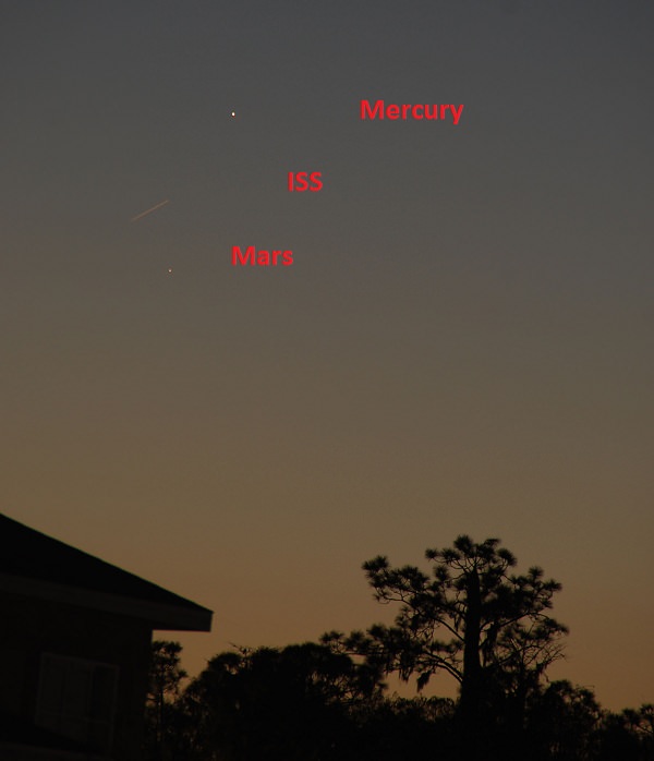 Mars, Mercury and the International Space Station. 