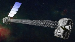 The NuStar Space Telescope launched into Earth orbit by a Orbital Science Corp. Pegasus rocket, 2012. The Wolter telescope design images throughout a spectral range from 5 to 80 KeV. (Credit: NASA/Caltech-JPL)