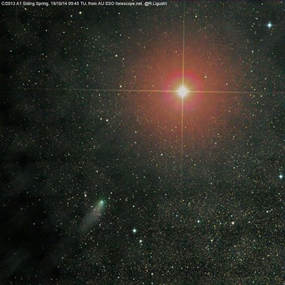 Another photo, just in, taken of the comet and Mars today (Oct. 19) by Rolando Ligustri. Beautiful!