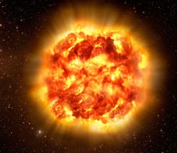 Artist's impression of a Type II supernova explosion which involves the destruction of a massive supergiant star. Credit: ESO