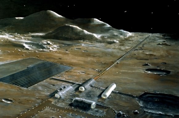 A lunar base, as imagined by NASA in the 1970s. Image Credit: NASA