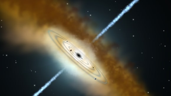 Artist's concept of the AGN lying at the center of the NGC 4151 galaxy. Credit: NASA/Goddard Media Studios